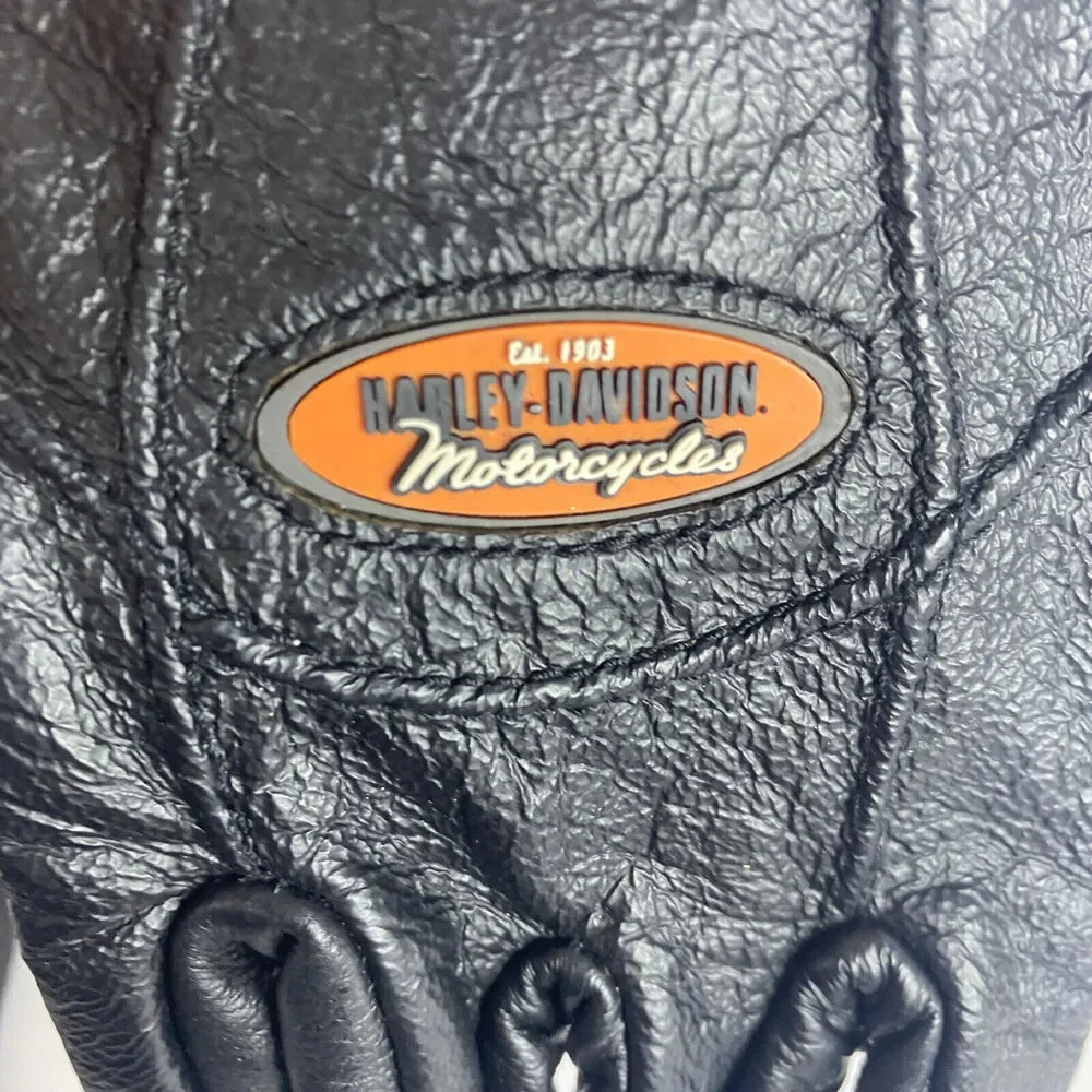 Vtg. Genuine Harley Davidson Women's M Black Leather Gloves Motorcycle Ladies